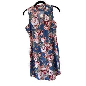Ultra Flirt Blue Floral Sleeveless Dress (M), Stretchy, Soft / NWT